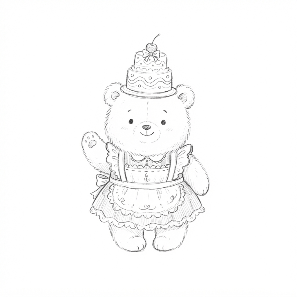 Gomaroa, a small hand-drawn bear, waving and holding a gentle string