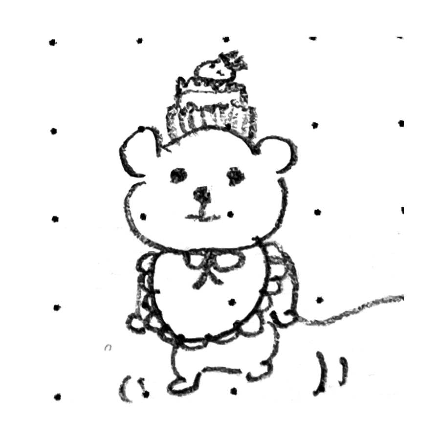 Cupcake the bear resting cozily